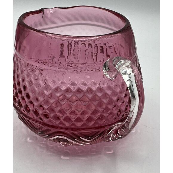China Creamer and Sugar Pilgrim Cranberry Art Glass Handblown 3.25 Inches - Picture 3 of 9